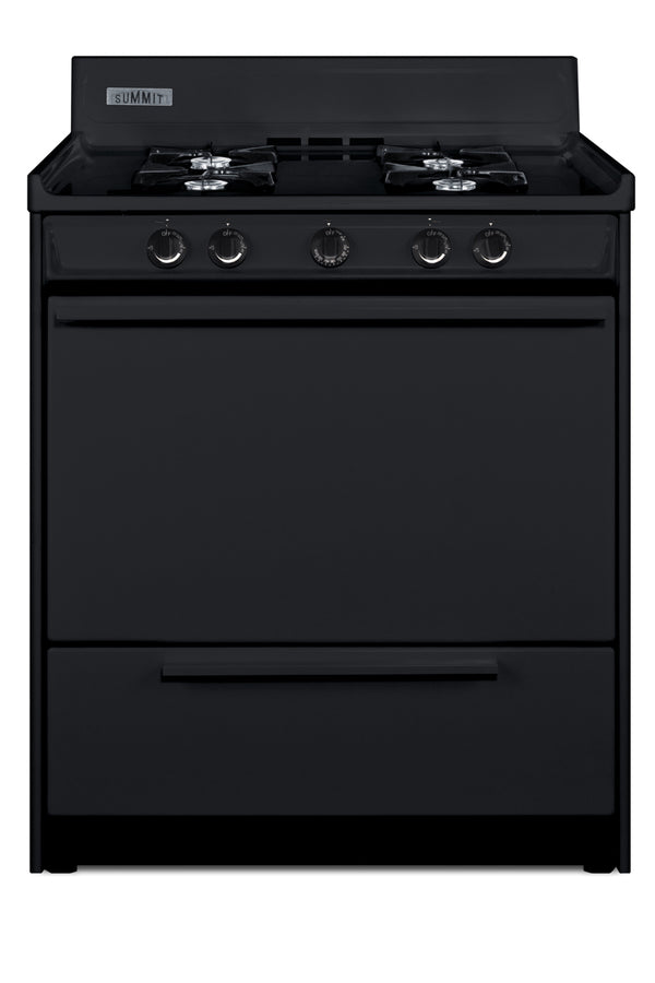 Accucold 30" Wide Gas Range in Black, Open Burners