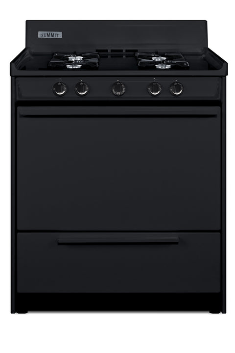 Accucold 30" Wide Gas Range in Black, Open Burners