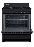 Accucold 30" Wide Gas Range in Black, Open Burners