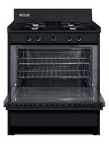 Accucold 30" Wide Gas Range in Black, Open Burners