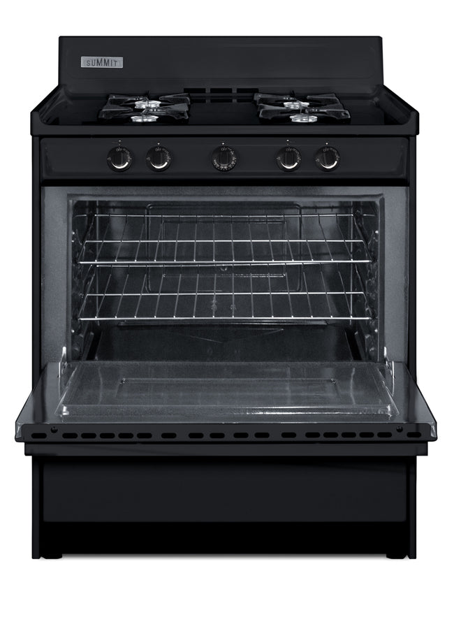Accucold 30" Wide Gas Range in Black, Open Burners