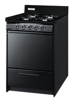 Accucold 24" Wide Gas Range in Black, Open Burners