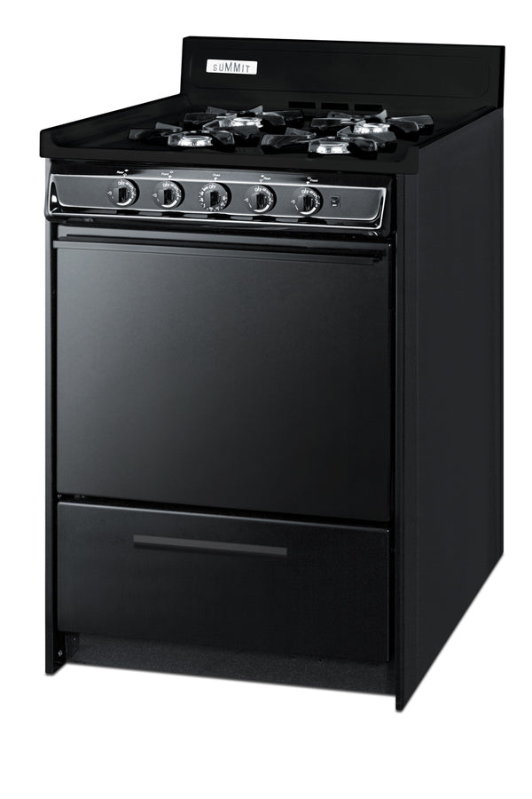 Accucold 24" Wide Gas Range in Black, Open Burners