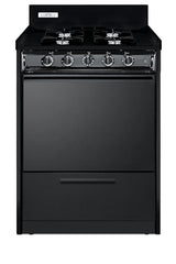 Accucold 24" Wide Gas Range in Black, Open Burners