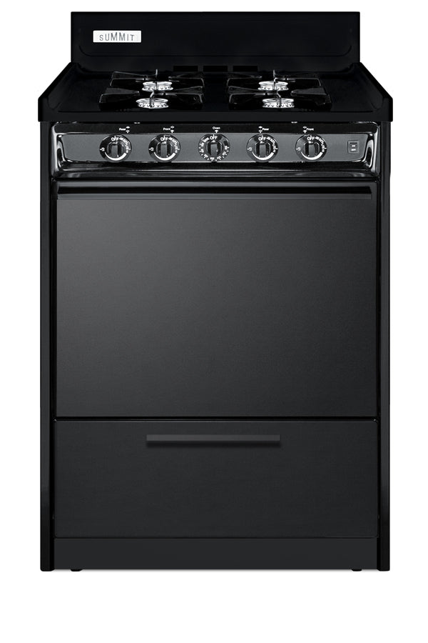 Accucold 24" Wide Gas Range in Black, Open Burners