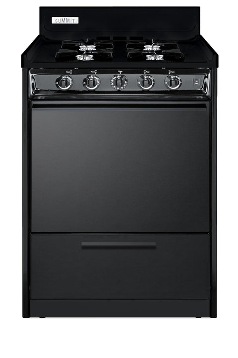 Accucold 24" Wide Gas Range in Black, Open Burners