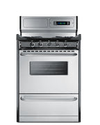 24" Wide Gas Range in Stainless Steel, Open Burners and clock/timer on High Backguard