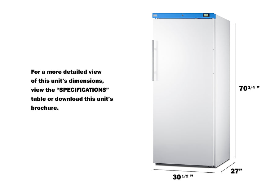 Accucold Upright 18 cu.ft. all-refrigerator with lock (Model URM19W)