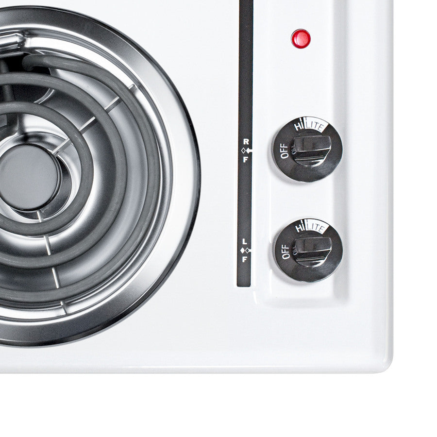 24" wide 220V electric coil top cooktop in white porcelain finish