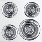 24" wide 220V electric coil top cooktop in white porcelain finish