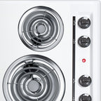 24" wide 220V electric coil top cooktop in white porcelain finish