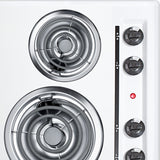 24" wide 220V electric coil top cooktop in white porcelain finish