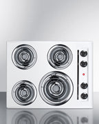 24" wide 220V electric coil top cooktop in white porcelain finish