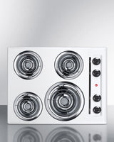 24" wide 220V electric coil top cooktop in white porcelain finish