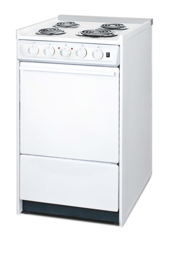 20" Wide Slide-in Style Electric Coil Top Range in White