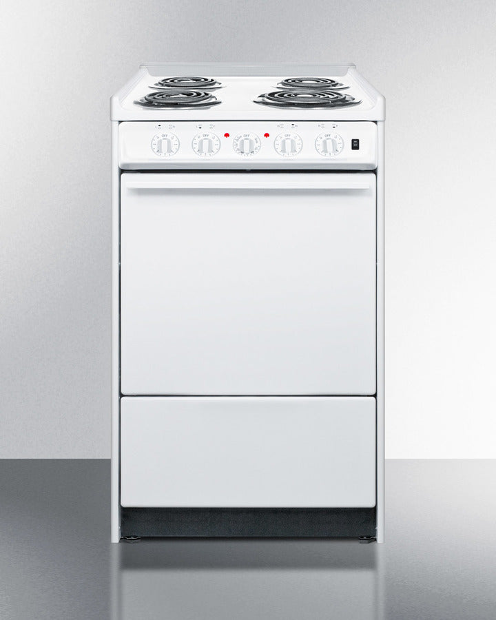 20" Wide Slide-in Style Electric Coil Top Range in White