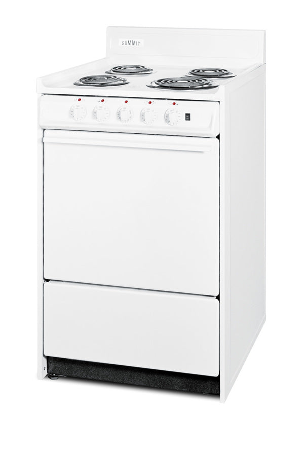 20" Wide Electric Coil Top Range with Indicator Lights and a Three-prong Line Cord