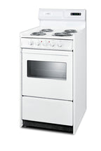 Accucold 20" Wide Electric Coil Top Range in White with Oven Window and High Backguard