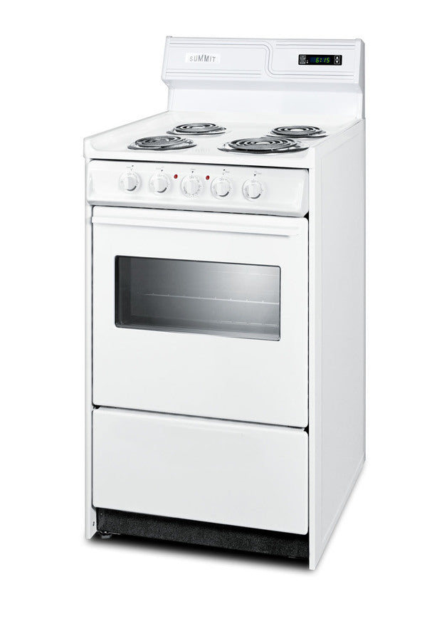 Accucold 20" Wide Electric Coil Top Range in White with Oven Window and High Backguard