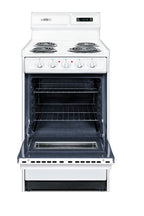 Accucold 20" Wide Electric Coil Top Range in White with Oven Window and High Backguard