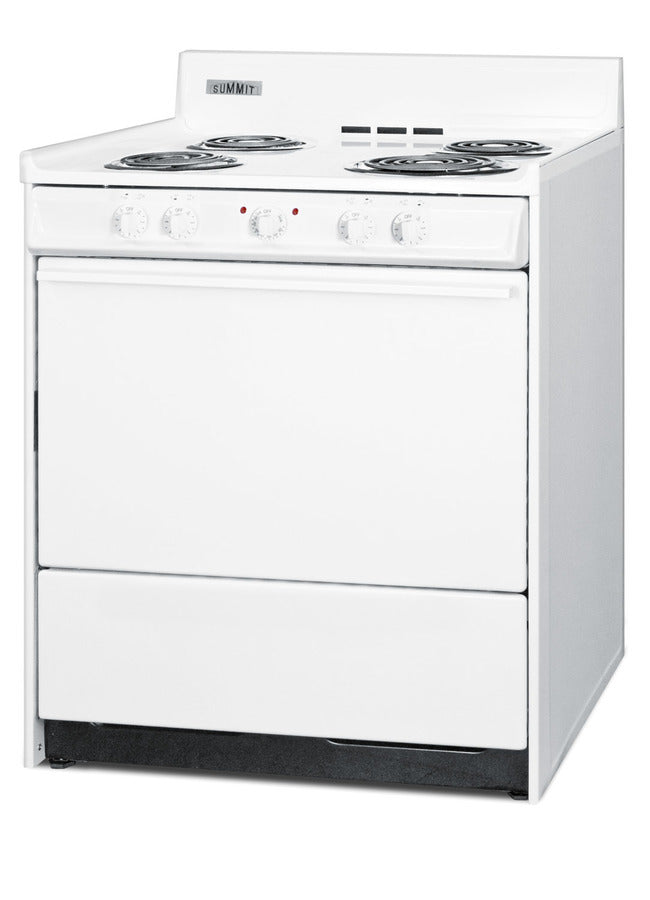 30" Wide Electric Coil Top Range in White