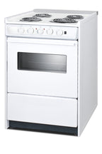 24" Wide Slide-in Style Electric Coil Top Range in White with Oven Window (Model WEM610RW)