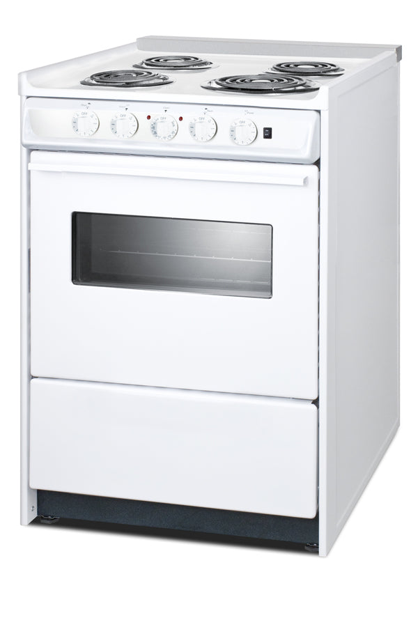 24" Wide Slide-in Style Electric Coil Top Range in White with Oven Window (Model WEM610RW)