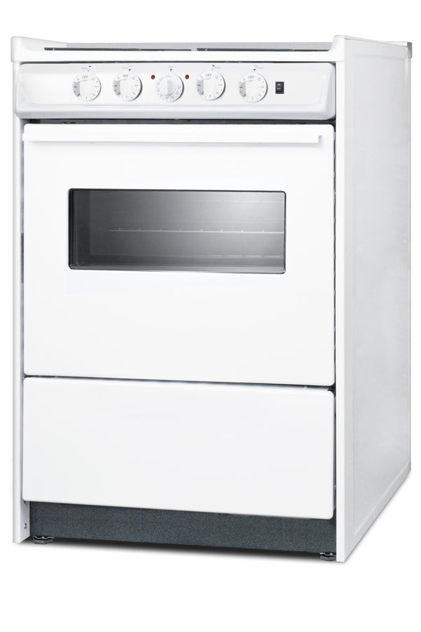 24" Wide Slide-in Style Electric Coil Top Range in White with Oven Window (Model WEM610RW)