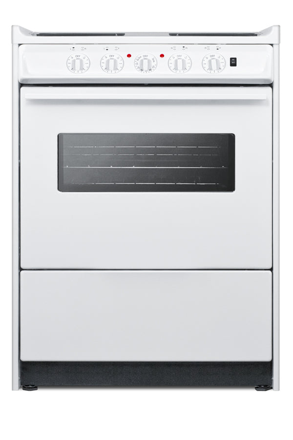 24" Wide Slide-in Style Electric Coil Top Range in White with Oven Window (Model WEM610RW)