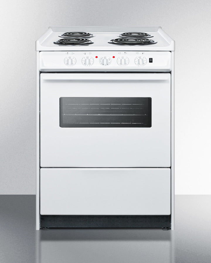 24" Wide Slide-in Style Electric Coil Top Range in White with Oven Window (Model WEM610RW)