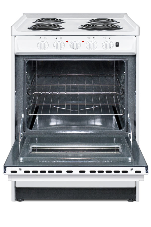 24" Wide Slide-in Style Electric Coil Top Range in White with Oven Window (Model WEM610RW)