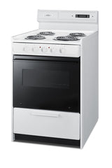 24" Wide Electric Coil Top Range in White with Black Door, Oven Window, and High Backguard