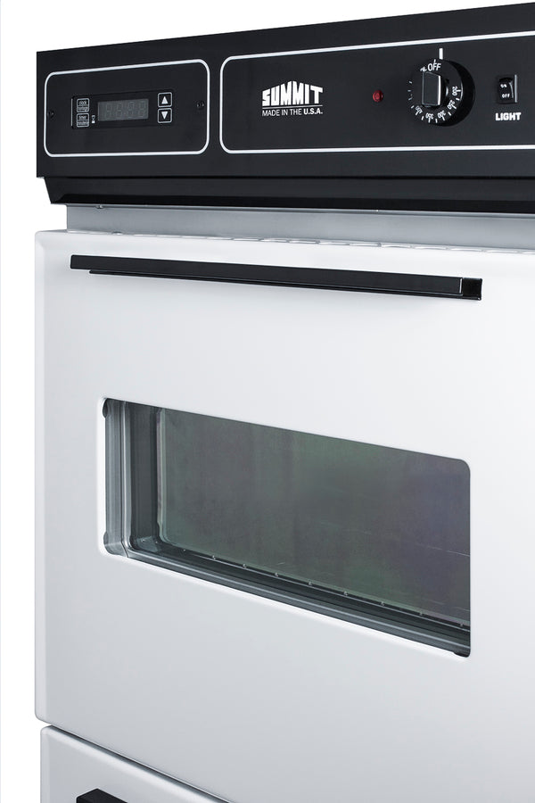 White 115V electric wall oven with digital clock/timer and oven window; for cutouts 22 3/8" wide by 34 1/8" high