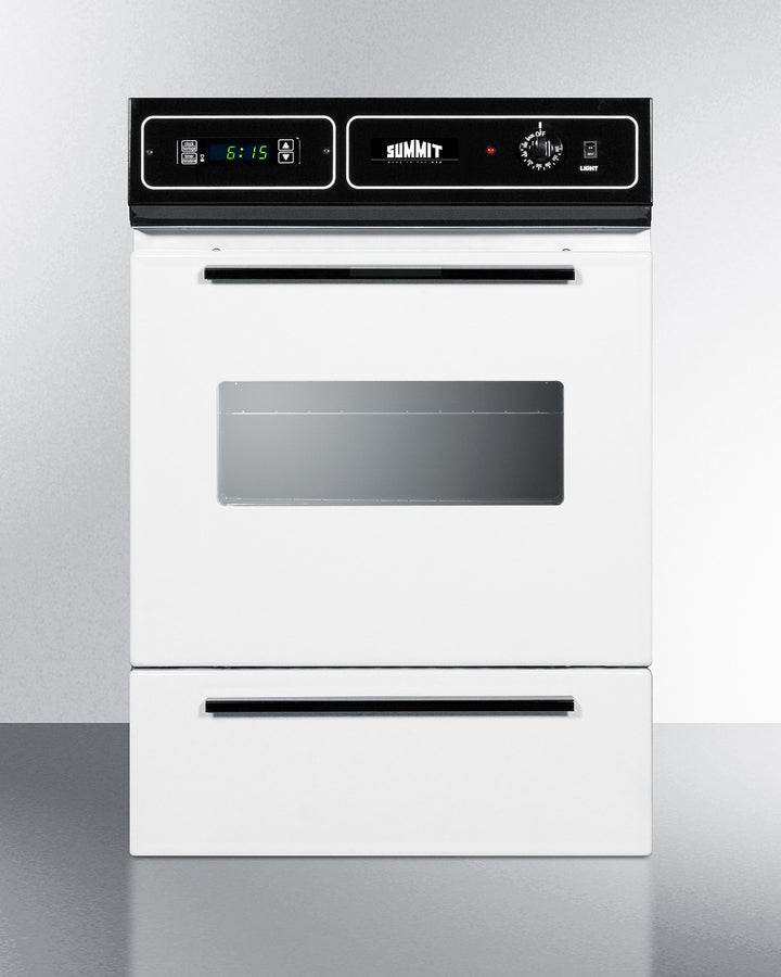 White 115V electric wall oven with digital clock/timer and oven window; for cutouts 22 3/8" wide by 34 1/8" high