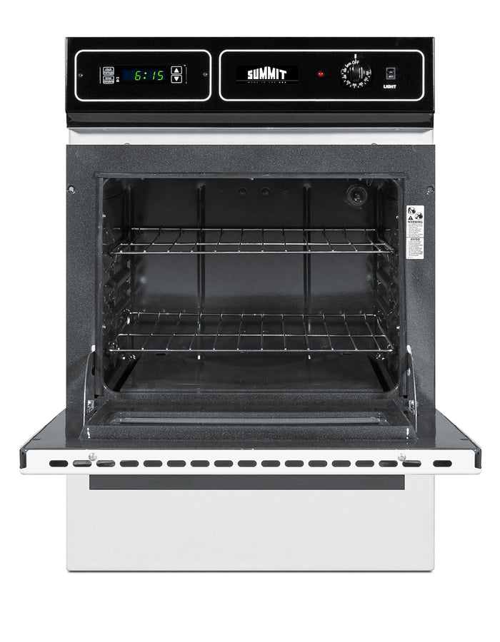White 115V electric wall oven with digital clock/timer and oven window; for cutouts 22 3/8" wide by 34 1/8" high