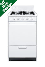 Accucold 20" wide LP gas range in white with battery-start ignition