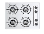Accucold 24" Wide Open Burner Gas Cooktop in White with Battery Start Ignition