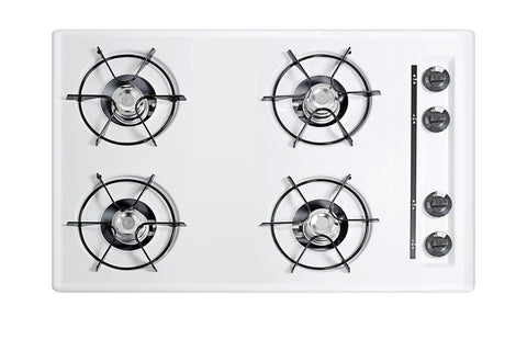 30" Wide Open Burner Gas Cooktop in White with Spark Ignition