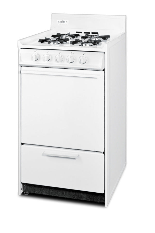 20" Wide Gas Range in White with Open Burners and Battery-start Ignition Secondary image