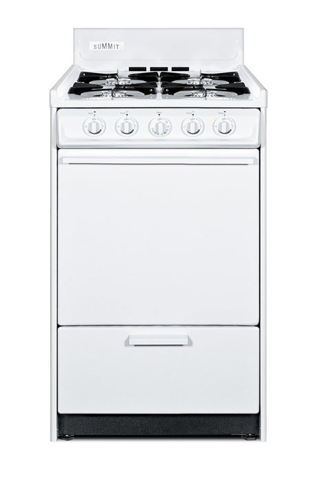 20" Wide Gas Range in White with Open Burners and Battery-start Ignition