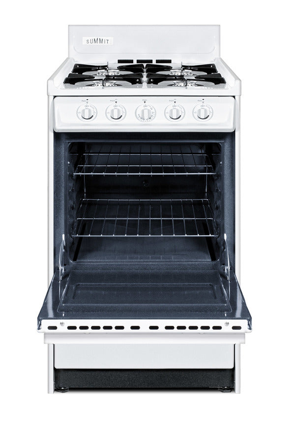 20" Wide Gas Range in White with Open Burners and Battery-start Ignition