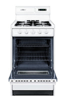 Accucold 20" Wide Gas Range in White with Open Burners, Oven Window, High Backguard, and Spark Ignition