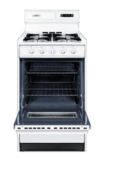 Accucold 20" Wide Gas Range in White with Open Burners, Oven Window, High Backguard, and Spark Ignition