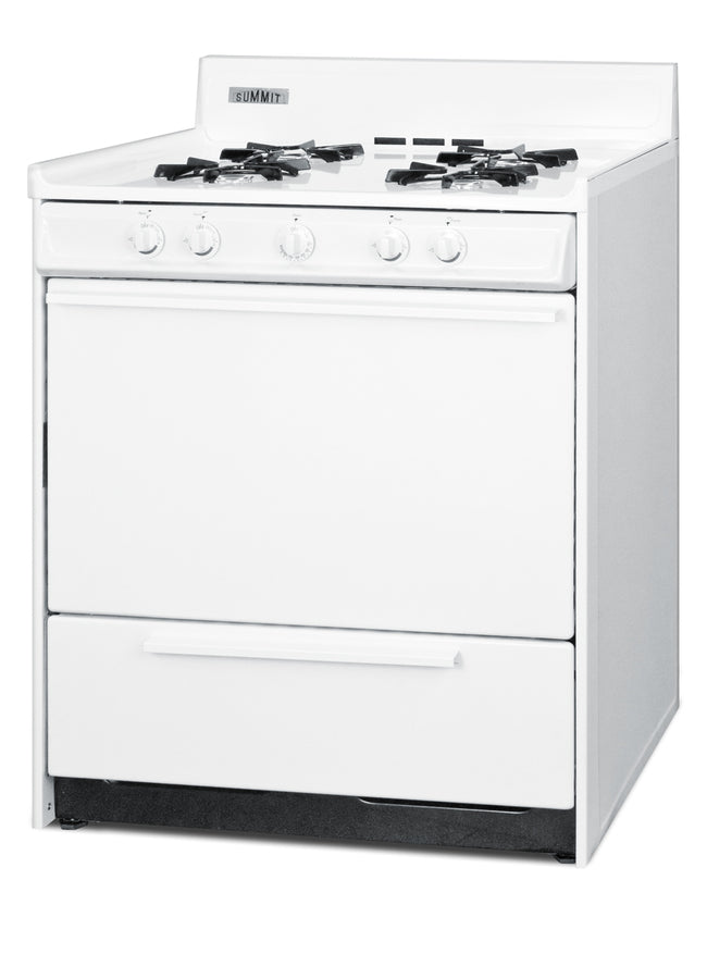 30" Wide Gas Range in White with Open Burners and Spark Ignition
