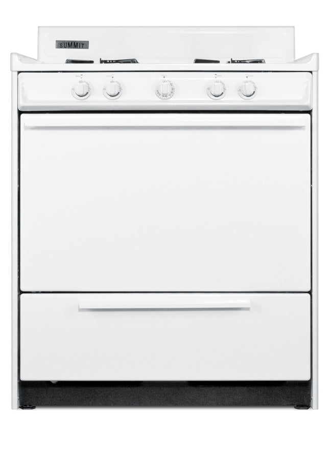 30" Wide Gas Range in White with Open Burners and Spark Ignition