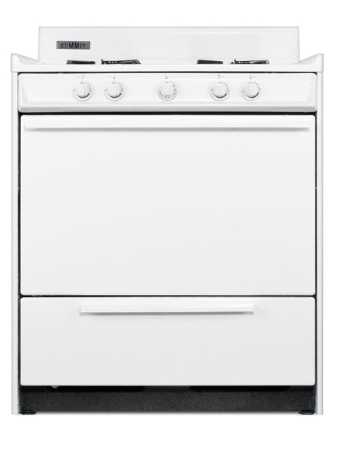 30" Wide Gas Range in White with Open Burners and Spark Ignition
