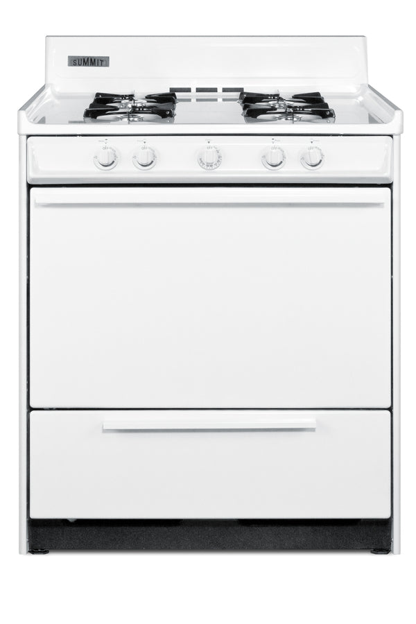 30" Wide Gas Range in White with Open Burners and Spark Ignition