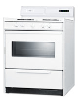 30" Wide Gas Range in White with Open Burners, Oven Window, High Backguard, and Spark Ignition