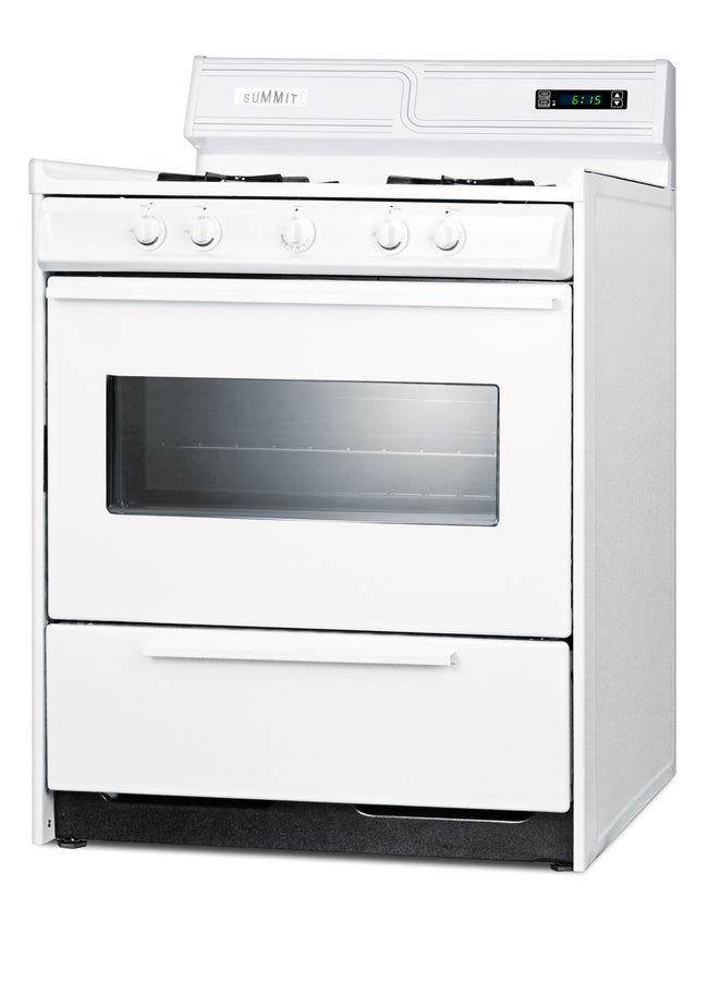 30" Wide Gas Range in White with Open Burners, Oven Window, High Backguard, and Spark Ignition