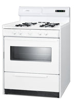 30" Wide Gas Range in White with Open Burners, Oven Window, High Backguard, and Spark Ignition